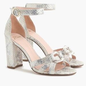 J. Crew Stella Block Heel Heels Sandals With Ring Metallic Snake Size 10.5